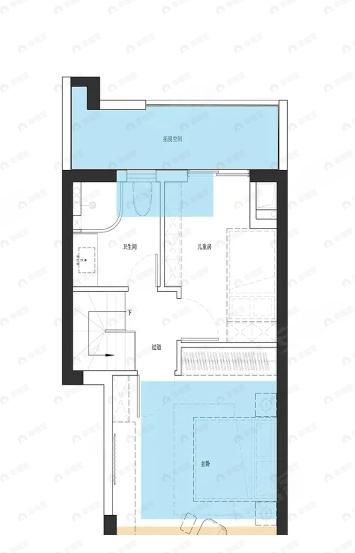 3室2厅2卫建面88m²南户型图