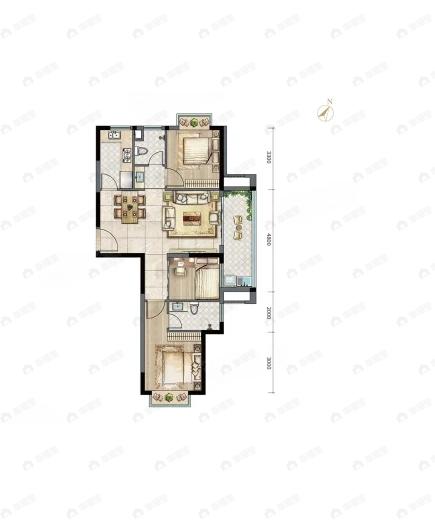 3室2厅1卫建面87平undefined户型图