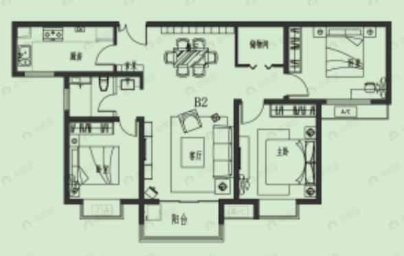 观园壹号3室2厅1卫户型图