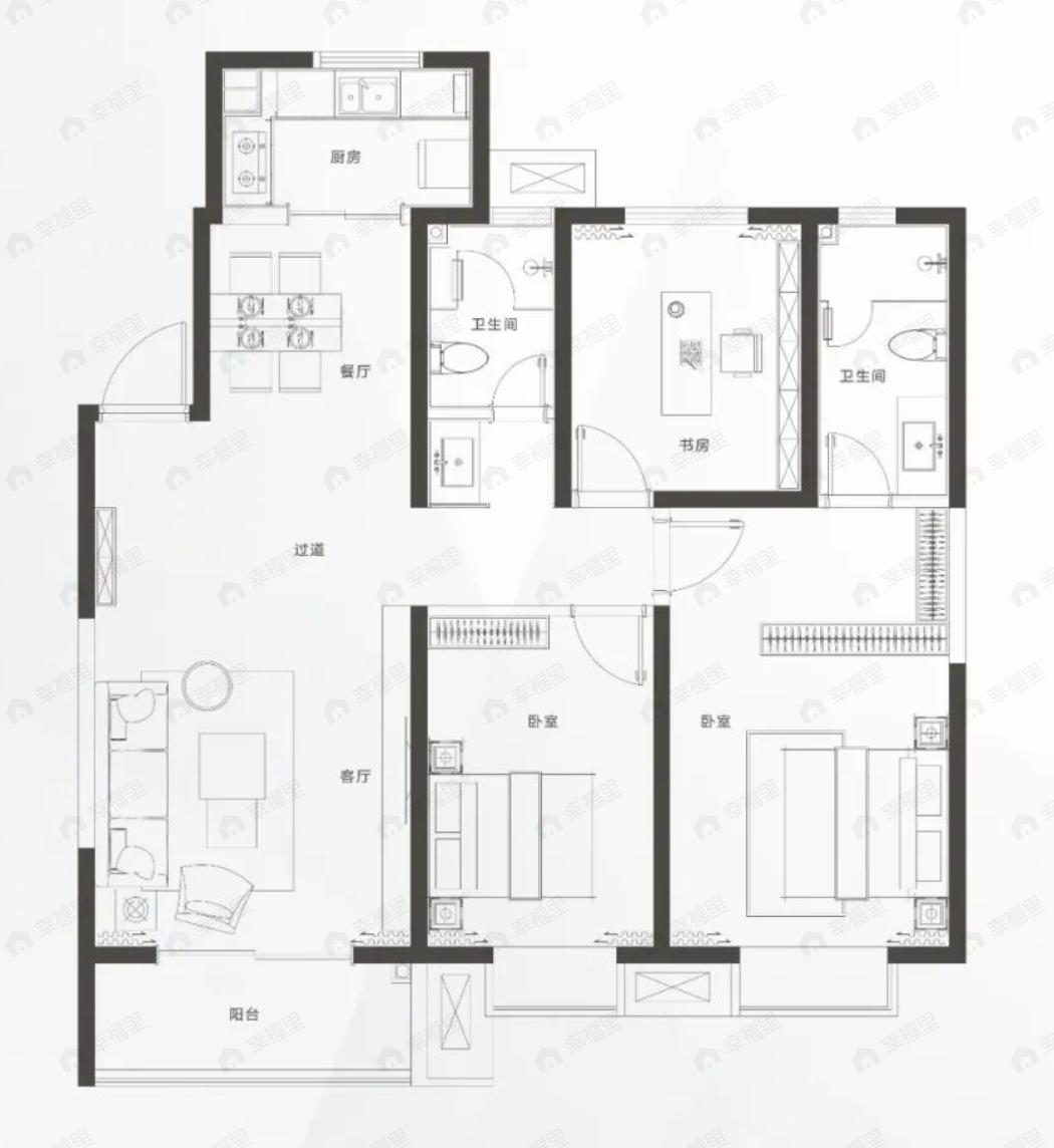 恒志云邸3室2厅2卫户型图