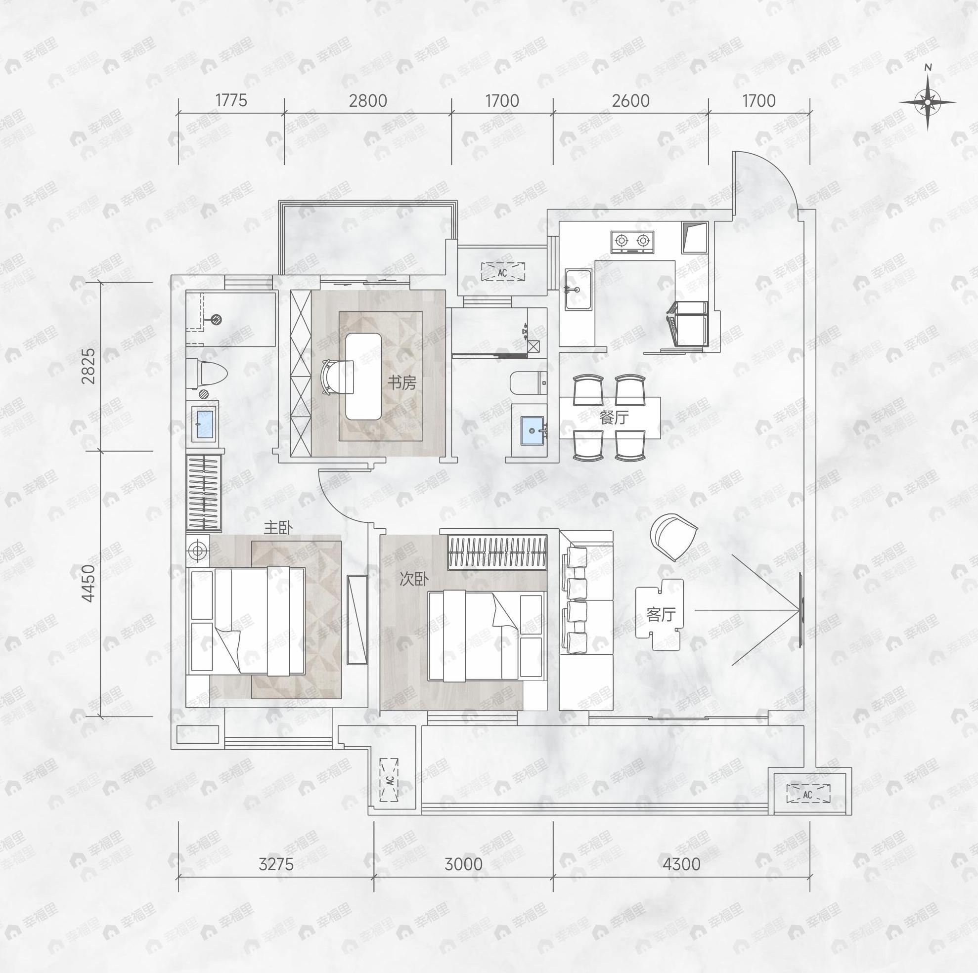 南飞鸿上赋云图3室2厅2卫户型图