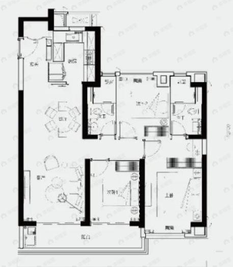 绿城留香园3室2厅2卫户型图