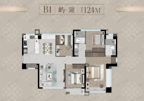4室2厅2卫建面124平户型图