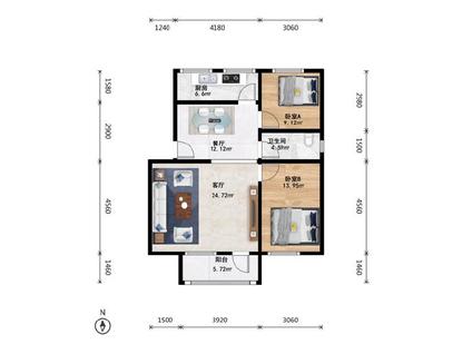 北京王府公寓2室2厅103.03平中楼层/共4层
