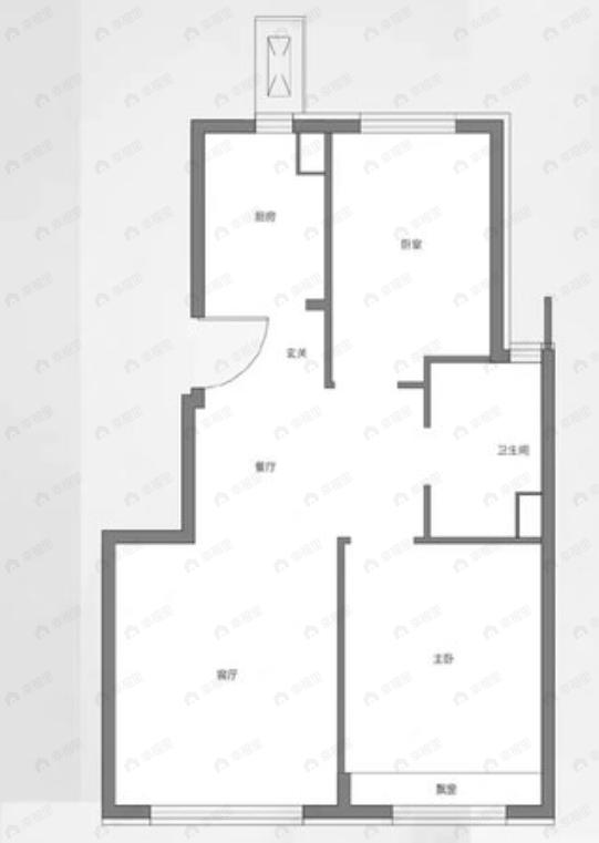 2室2厅1卫建面80平户型图