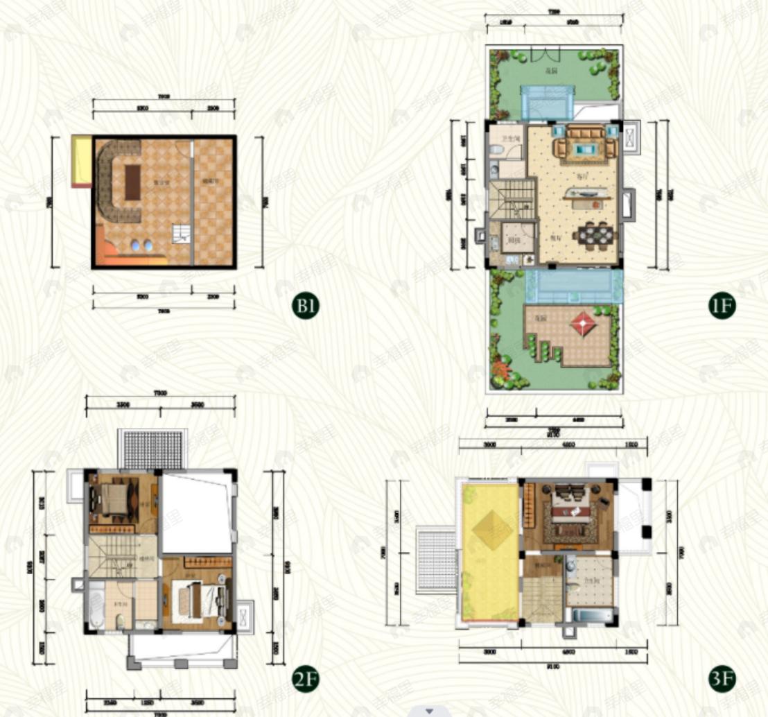3室2厅3卫建面197平户型图