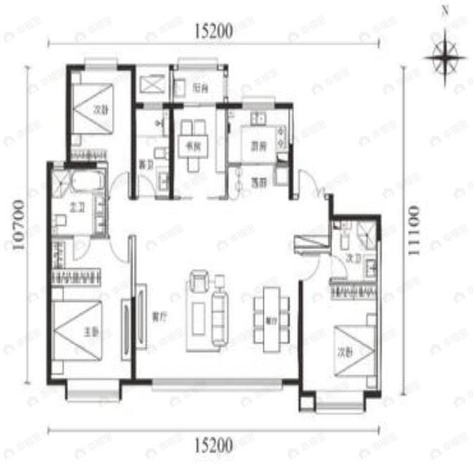 翠景台4室2厅3卫户型图