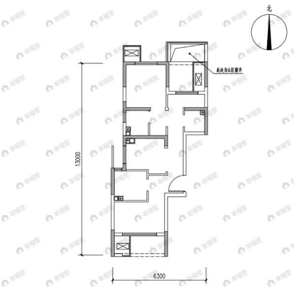 1室1厅1卫建面62平户型图