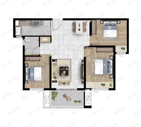 香榭里兰溪2室2厅1卫户型图