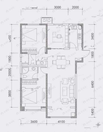 香榭汇沣3室2厅2卫户型图
