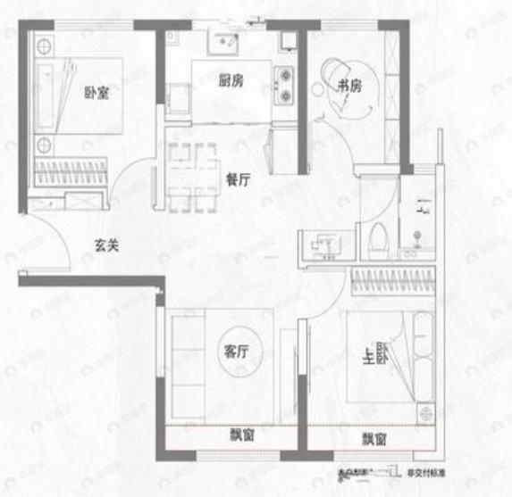 建发·观堂府3室2厅1卫户型图