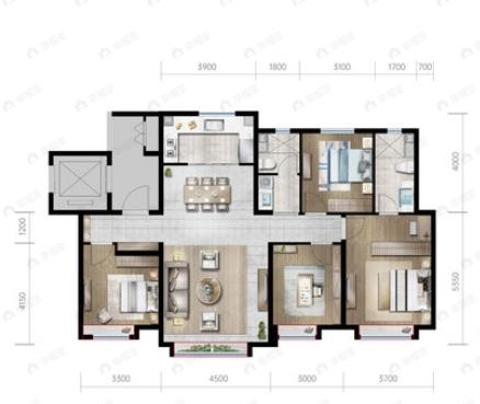 融创玖玺台4室2厅2卫户型图