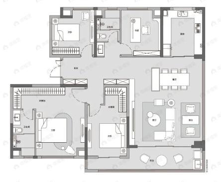 信达地产时代央著湖璟4室2厅2卫户型图