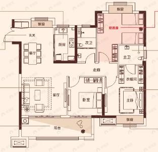 广隆·新松赣江铭著3室2厅2卫户型图