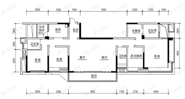 天投鑫云阁4室2厅3卫户型图