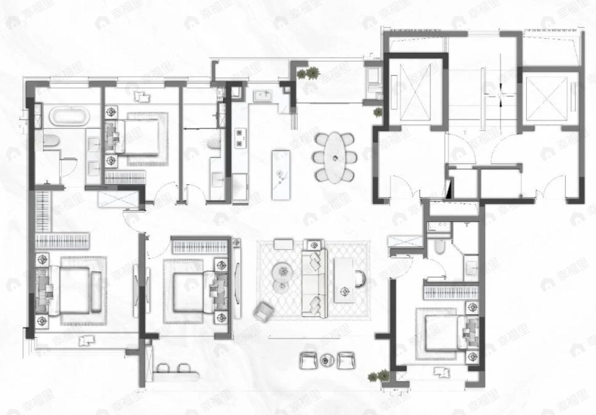 4室2厅3卫建面175平户型图