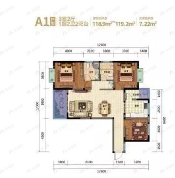 实力锦雲府3室2厅2卫户型图