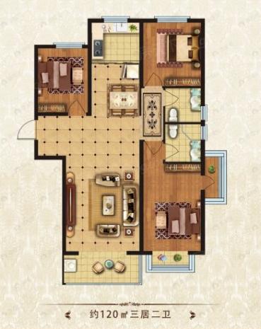 3室2厅2卫建面119平户型图