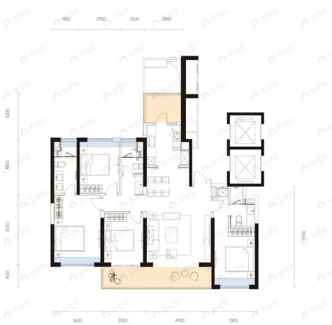 武汉城建中央雲璟4室2厅3卫户型图