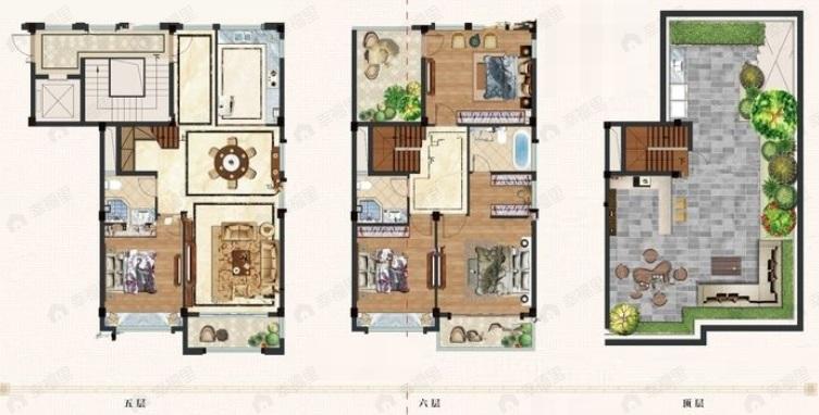 4室2厅3卫建面164平户型图