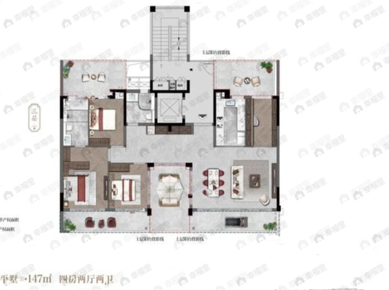 4室2厅2卫建面147平南户型图