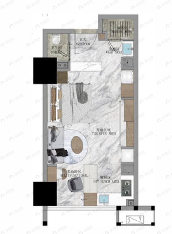 赛格中京坊1室2厅1卫户型图