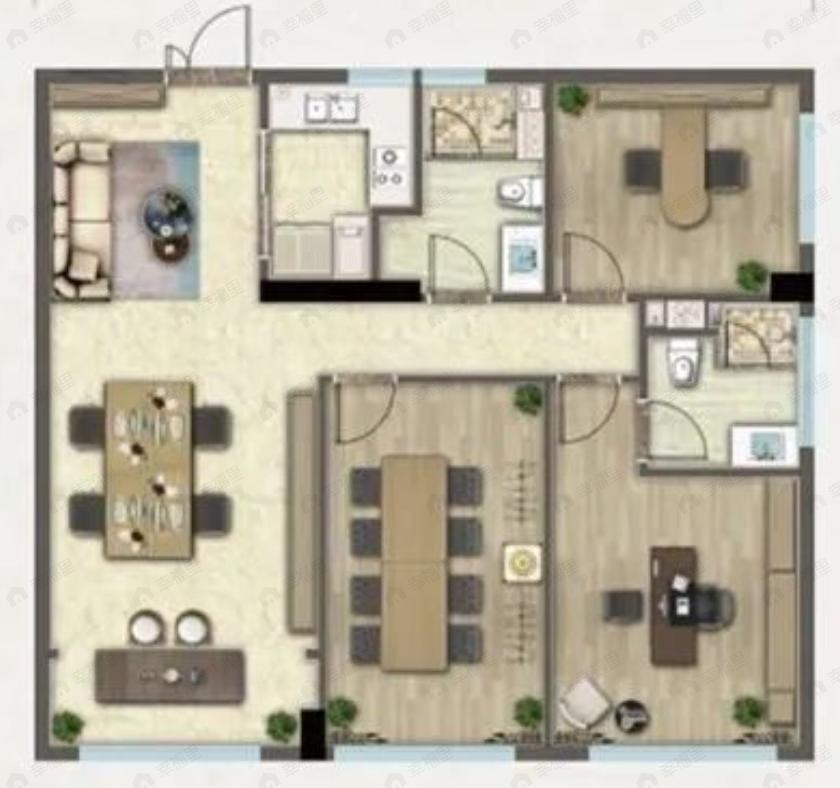 3室2厅2卫建面135平户型图