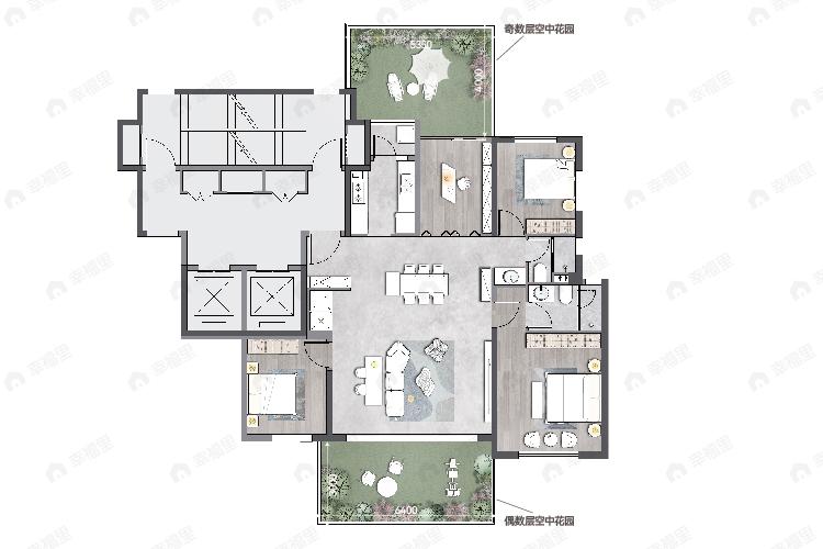 越秀铁建璞悦云萃4室2厅2卫户型图