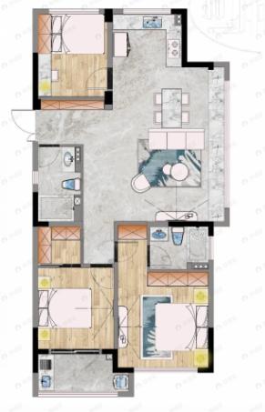 融悦天辰府3室2厅2卫户型图