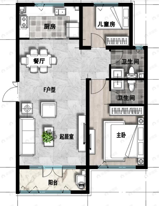 成龙学府·悦城3室2厅2卫户型图