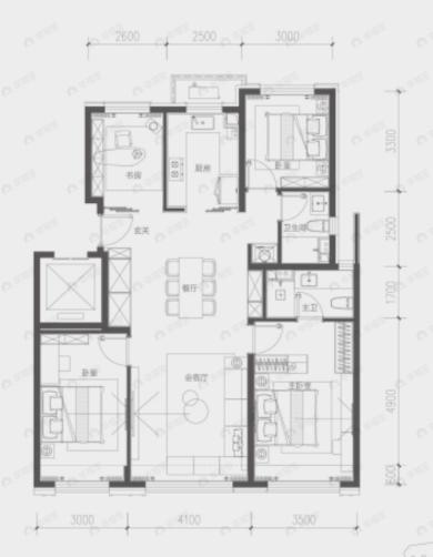 中海寰宇未来4室2厅2卫户型图