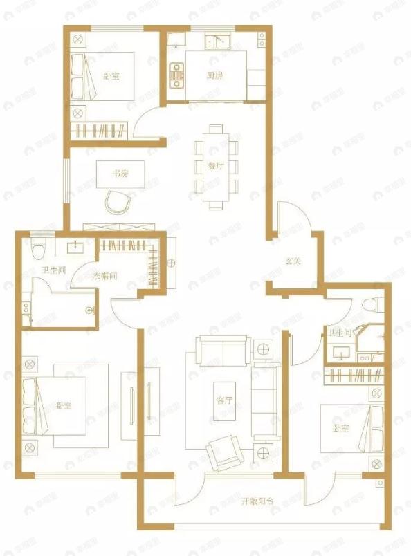 青岛东方影都4室2厅2卫户型图