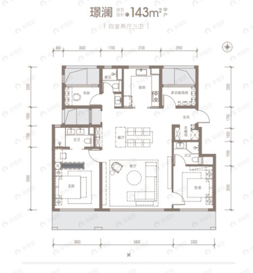 保利·颐璟和煦4室2厅3卫户型图