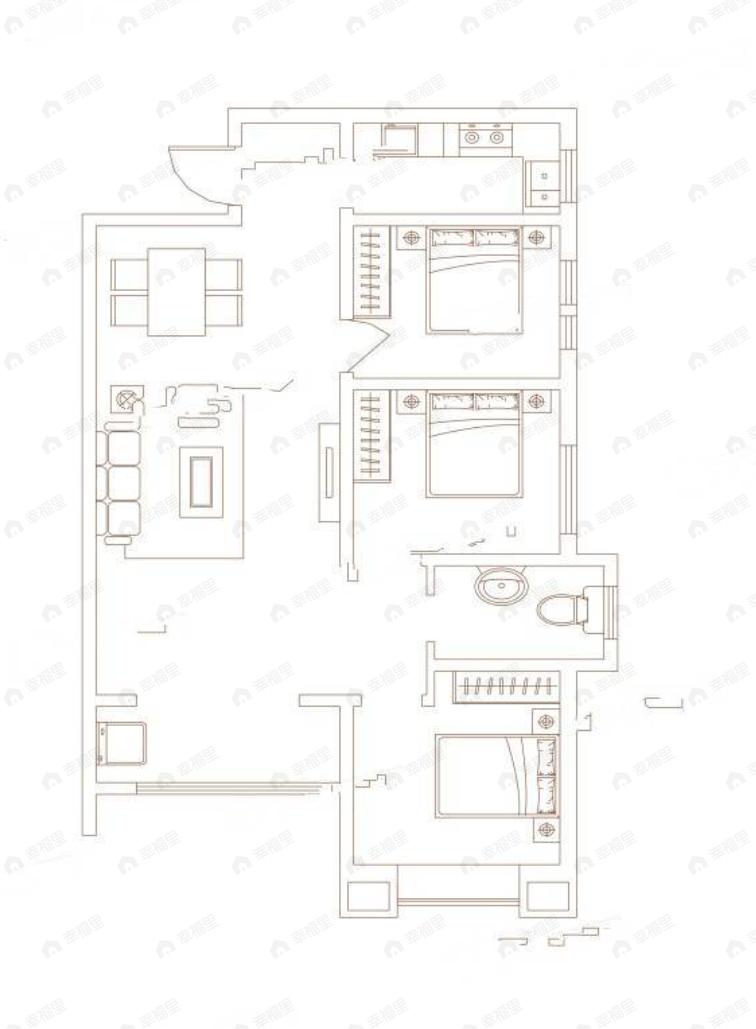 旭景清园3室2厅1卫户型图