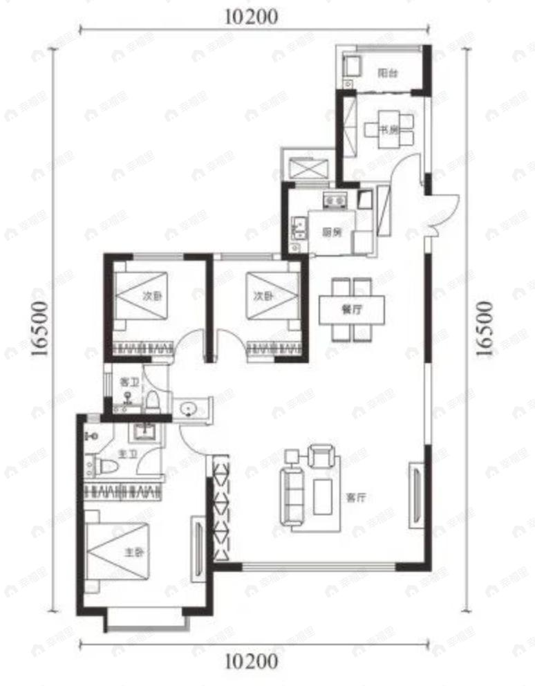 翠景台4室2厅2卫户型图