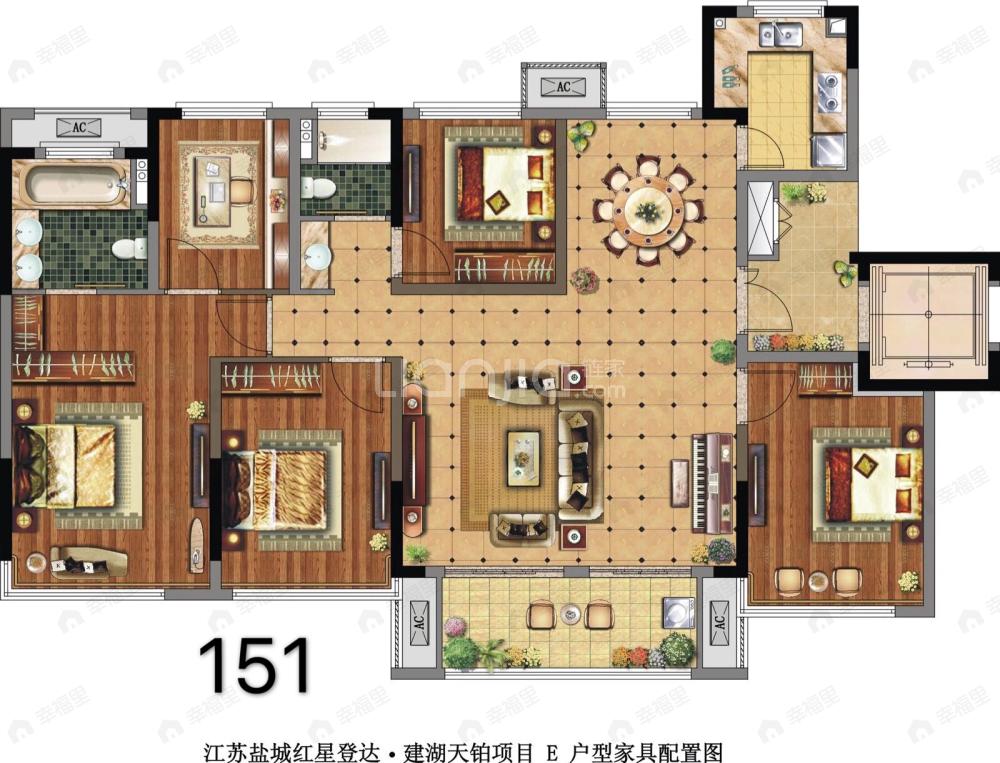 4室2厅2卫建面151平户型图