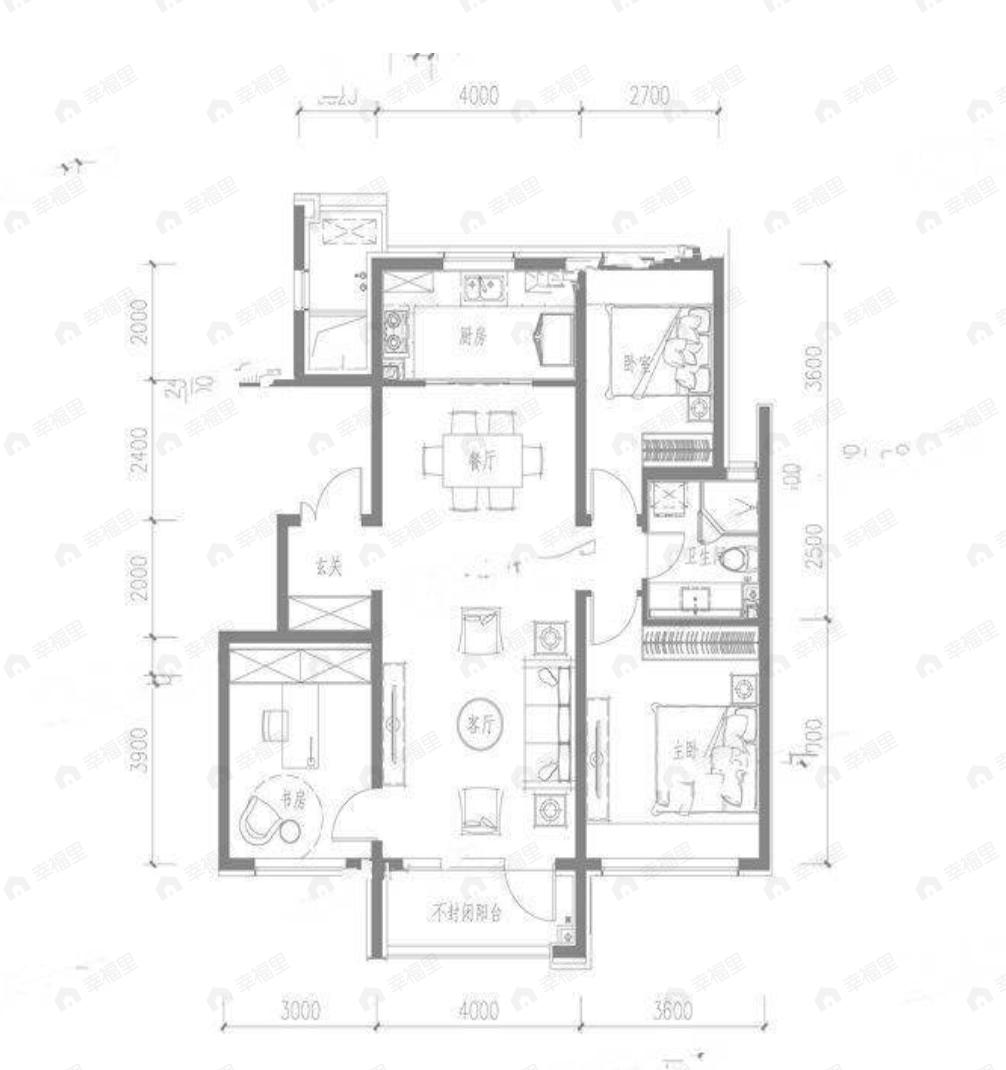 融创观澜壹号3室2厅1卫户型图