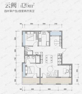 4室2厅2卫建面126平undefined户型图