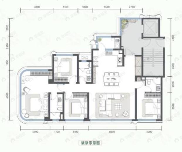 4室2厅3卫建面138平户型图