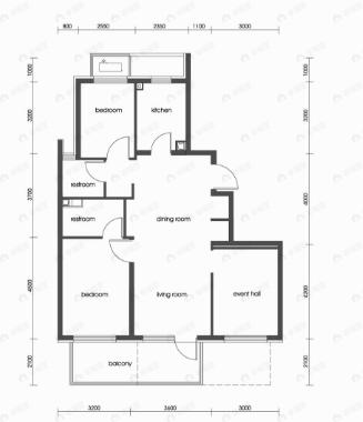3室2厅2卫建面120平南|北户型图