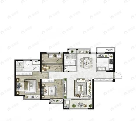 3室2厅2卫建面116平南|北户型图
