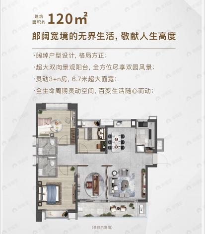 3室2厅2卫建面120平户型图