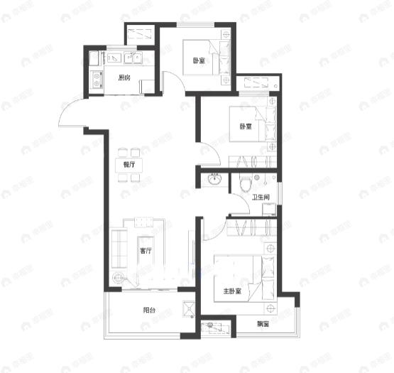 香榭里兰溪3室2厅1卫户型图