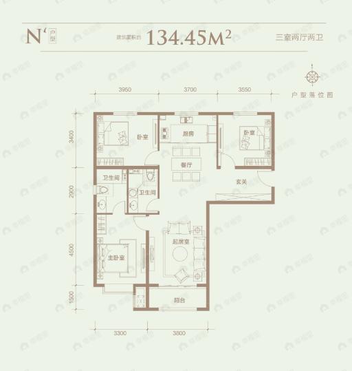 3室2厅2卫建面134平undefined户型图