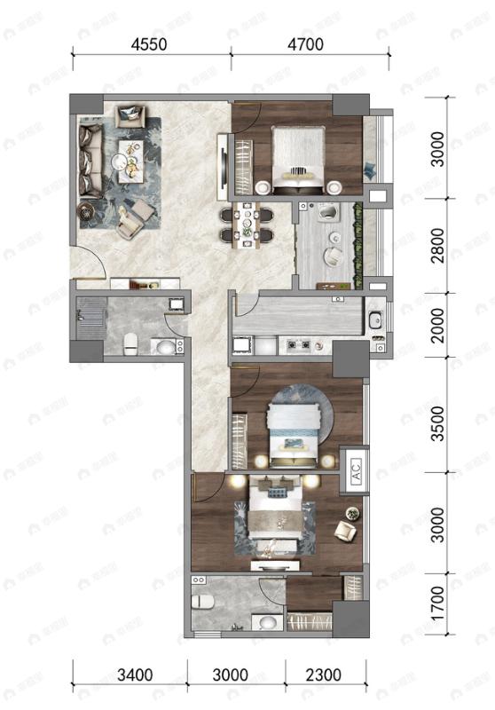 九锦云廷3室2厅2卫户型图