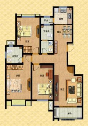 三龙锦绣山庄3室2厅2卫户型图
