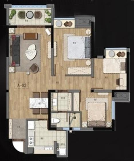 书香华府3室2厅1卫户型图