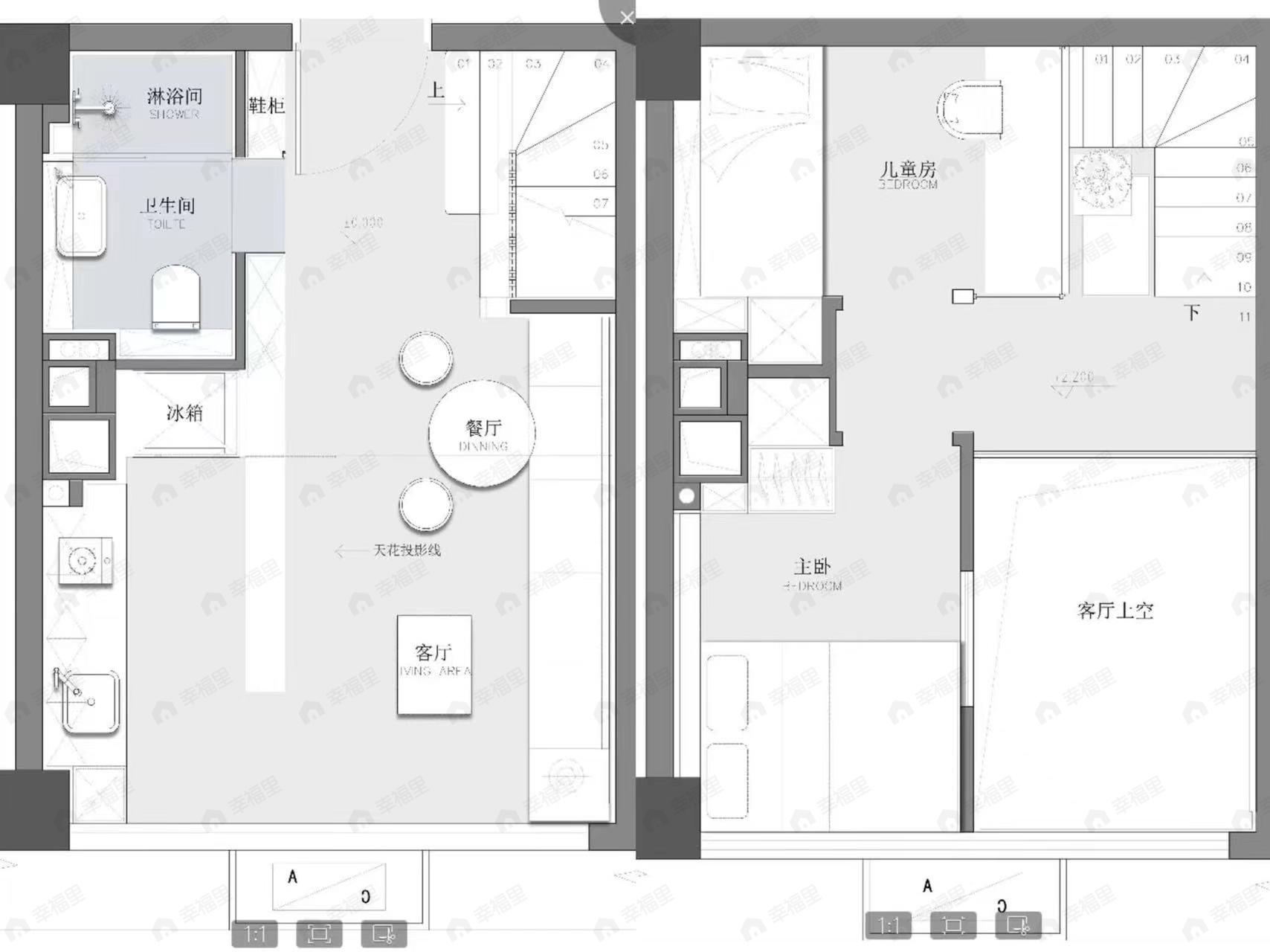 2室1厅1卫建面30平户型图