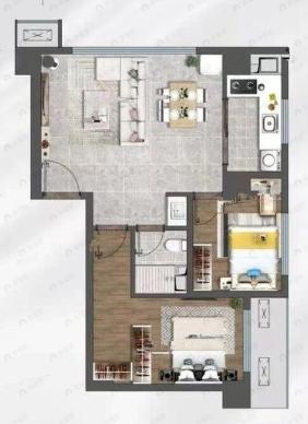 当代宏府MOMΛ2室2厅1卫户型图