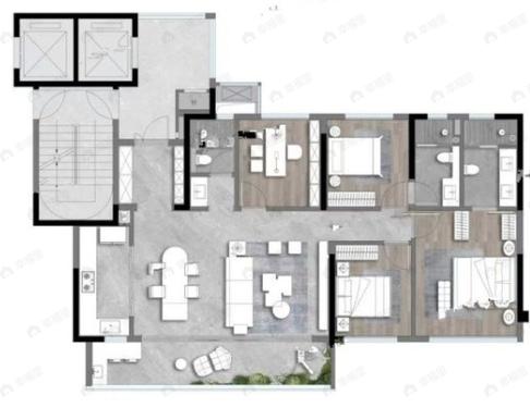 中建壹品金沙公馆4室2厅3卫户型图